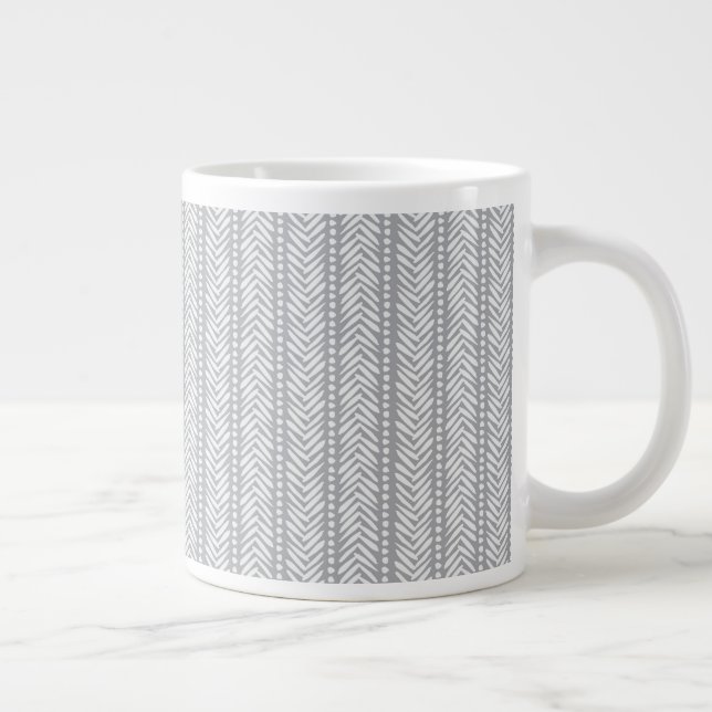 Grått Hand plockade Chevron Mönster Jumbo Mugg (Höger)