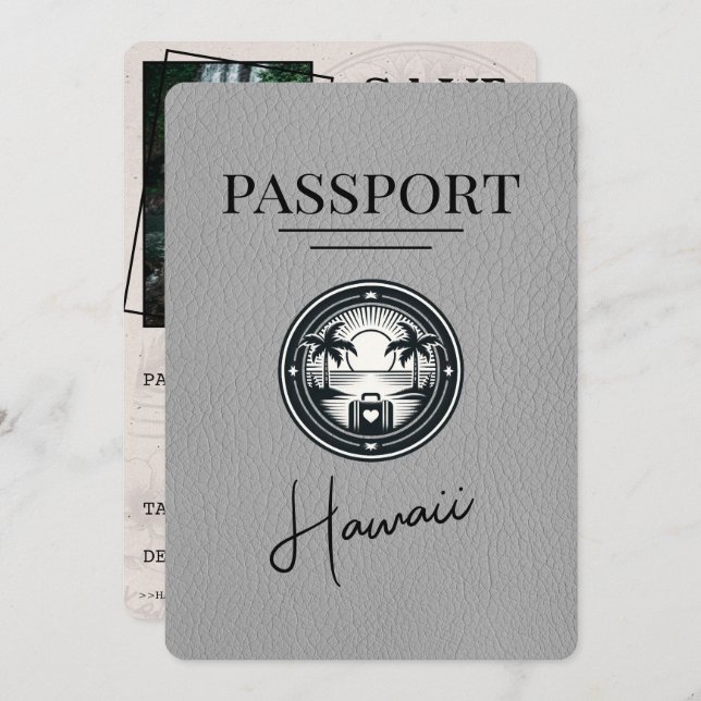 Grått Hawaii Passport sparar datum Spara Datumet (Fram/baksida)