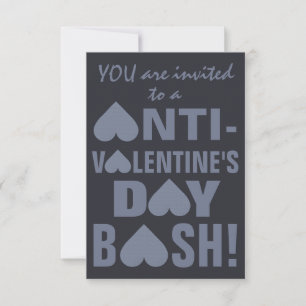 Grått Heart Anti-Valentine anpassningsbar Party-in Inbjudningar