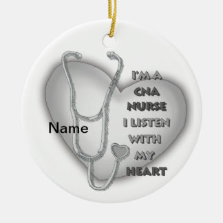 Grått Heart CNA Nurse Julgransprydnad Keramik