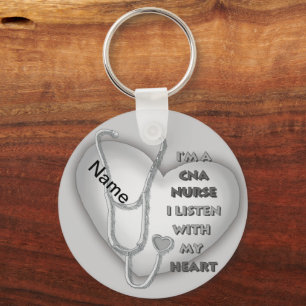 Grått Heart CNA Nurse Nyckelring