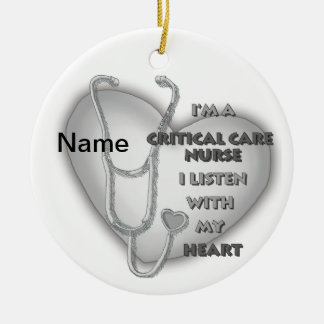 Grått Heart Critical Care Nurse Julgransprydnad Keramik