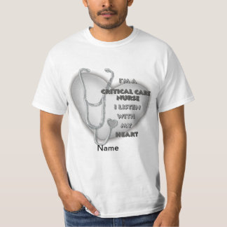 Grått Heart Critical Care Nurse T Shirt
