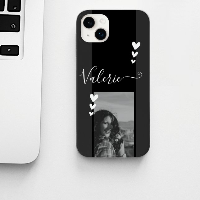 Grått Heart Decor Photo Template Calligraphy Anpas (Skapare uppladdad)