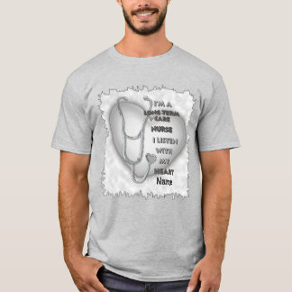 Grått Heart Long Term Care Nurse T Shirt