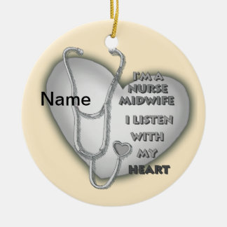 Grått Heart Midfru Nurse Julgransprydnad Keramik