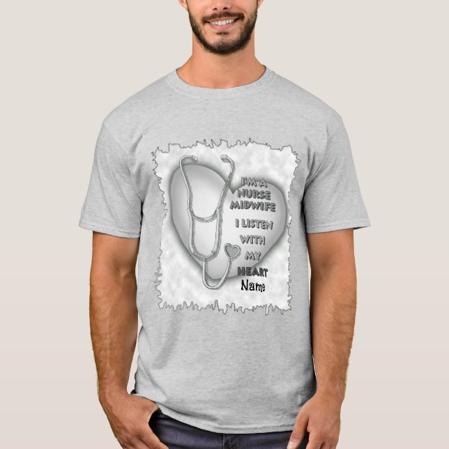 Grått Heart Midfru Nurse T Shirt (Framsida)