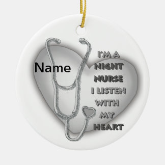 Grått Heart Night Nurse Julgransprydnad Keramik