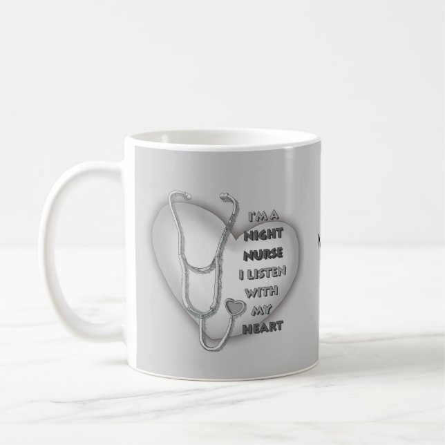 Grått Heart Night Nurse Kaffemugg (Vänster)