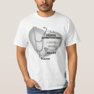 Grått Heart Nurse Anestetist T Shirt