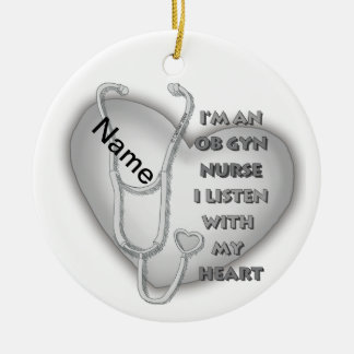 Grått Heart ObGyn Nurse Julgransprydnad Keramik