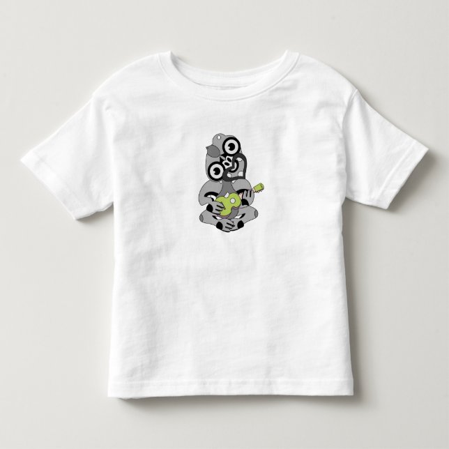 Grått Hei Tiki grönt Ukulele shirt T (Framsida)