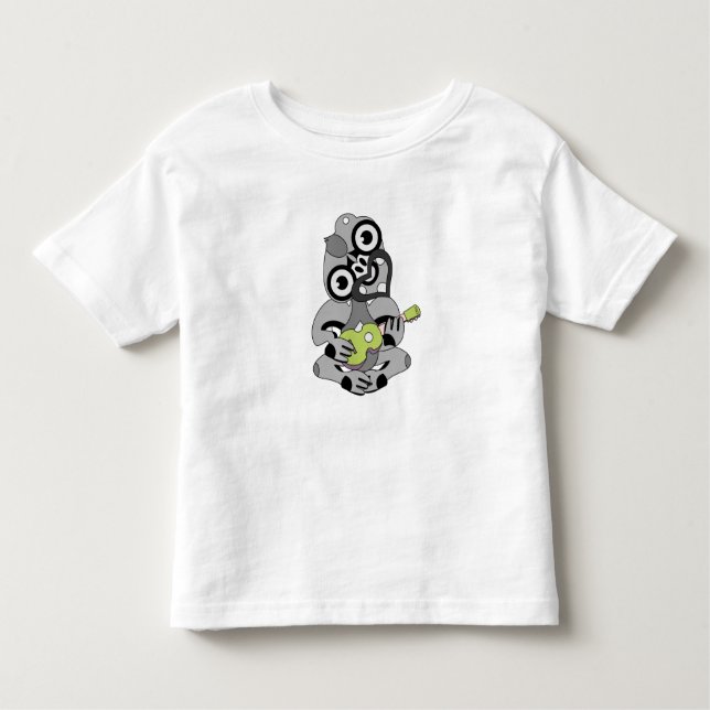 Grått Hei Tiki grönt Ukulele shirt T Shirt (Framsida)