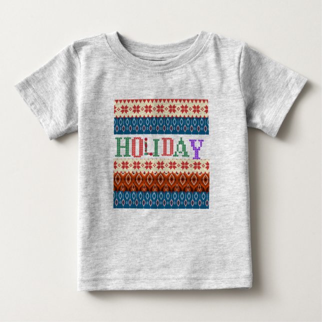 Grått Helgdag Baby T Shirt (Framsida)