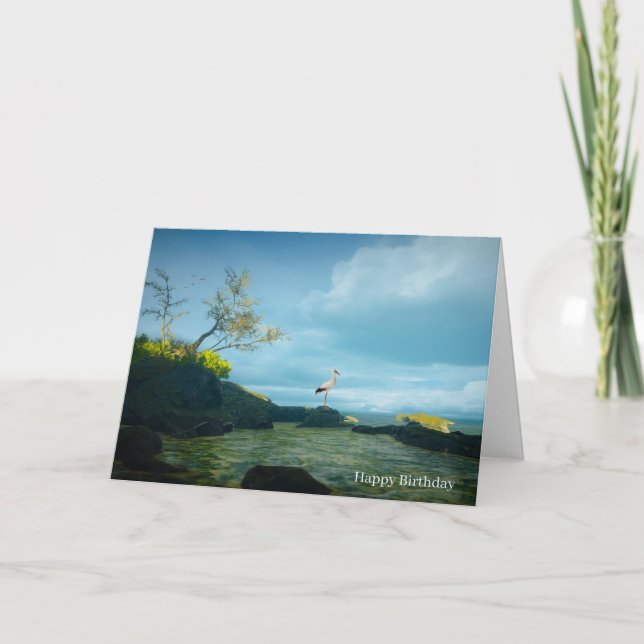 Grått Heron-bild för födelsedagshälsningskort Kort (Framsida)