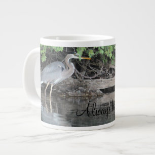 Grått Heron Bird Jumbo Mugg