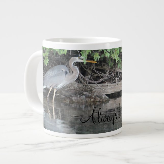 Grått Heron Bird Jumbo Mugg (Framsida vänster)