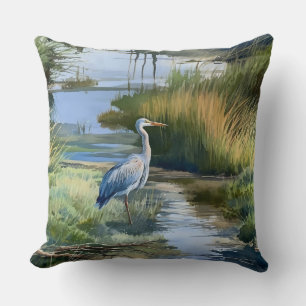 Grått Heron i Bäck Kudde