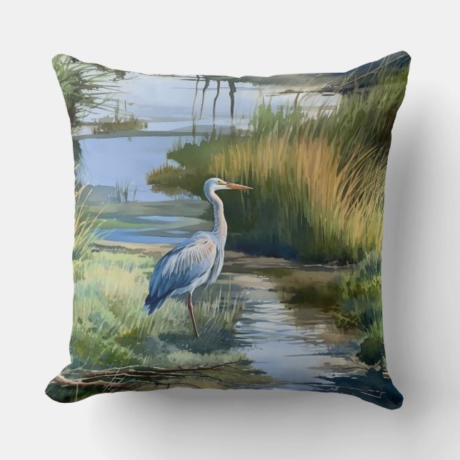 Grått Heron i Bäck Kudde (Framsida)