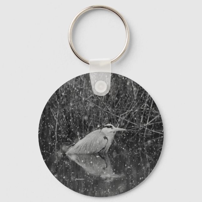 Grått Heron Keychain Nyckelring (Framsida)