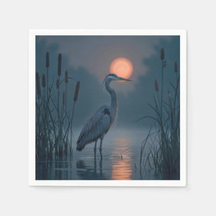 Grått Heron med Rosa Måne Pappersservett