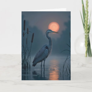 Grått Heron med Rosa Måne tänker på dig Kort