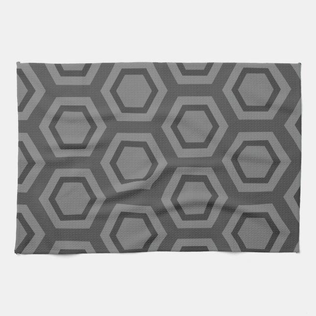 Grått Hexagon Mönster Kökshandduk (Horisontell)