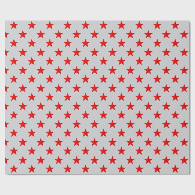 Grått Himmel Bright Red Stars Presentpapper (Platt)