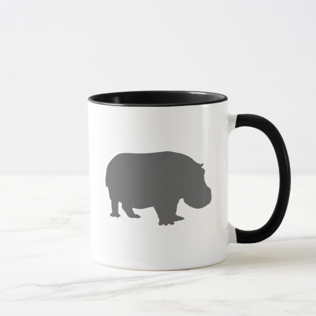 Grått Hippo Silhouette Mugg (Höger)