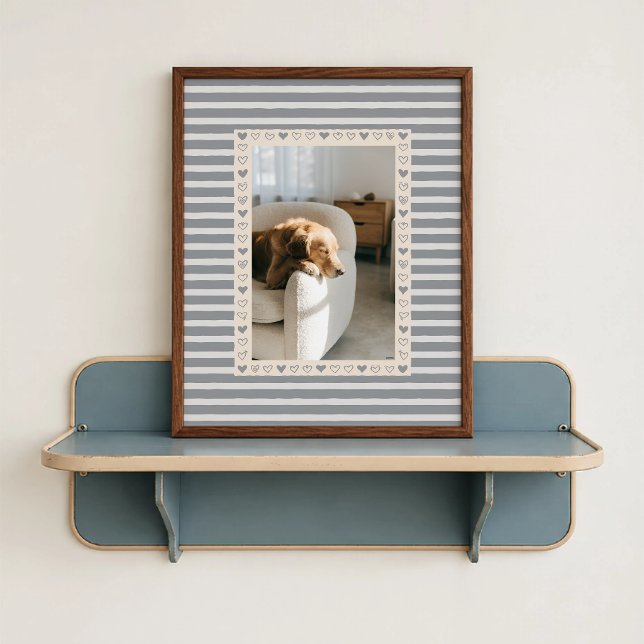 Grått hjärta kantposter - Anpassad bildpresent Poster (Gray Heart Border Poster - close-up view (frame/decor not included)
)