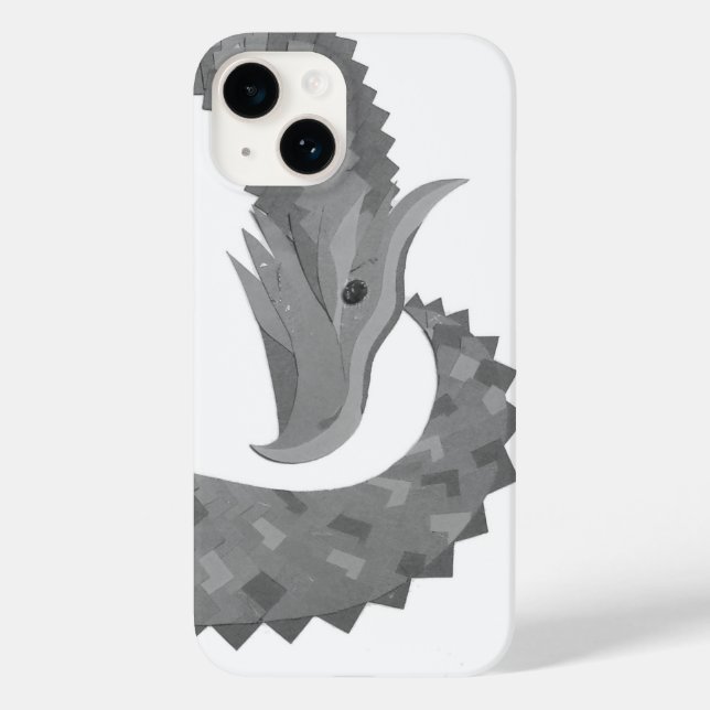 Grått hjärtdrake på vitt Case-Mate iPhone-fodral (Baksida)