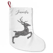 Grått-Hjort i Faux Glitter Struktur med Namn