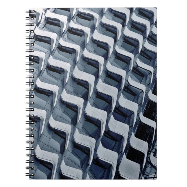 Grått högstiga upp byggnad anteckningsbok (Framsidan)