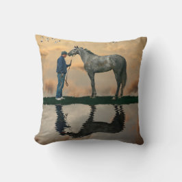 Grått Horse and Groom OTTB Dekorativ kudde