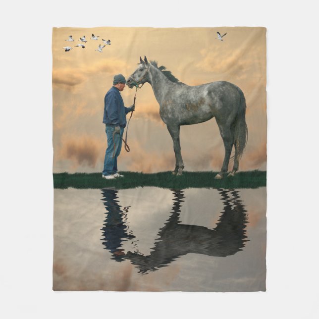 Grått Horse and Groom OTTB Fleece Blanket (Framsidan)