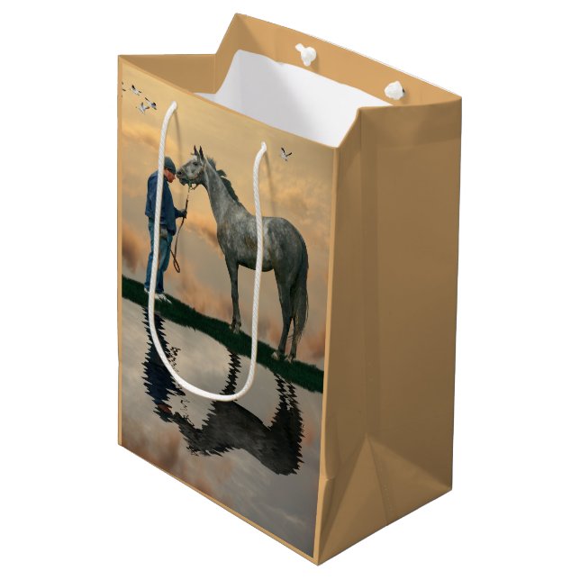 Grått Horse and Groom OTTB Gift Bag (Framsidan Vinklad)