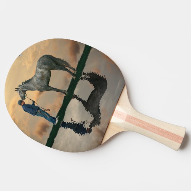Grått Horse and Groom OTTB Ping Pong Paddle Pingisracket (Sidan)