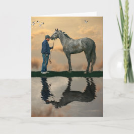 Grått Horse and Groom Tack Pet Sitta Card Kort