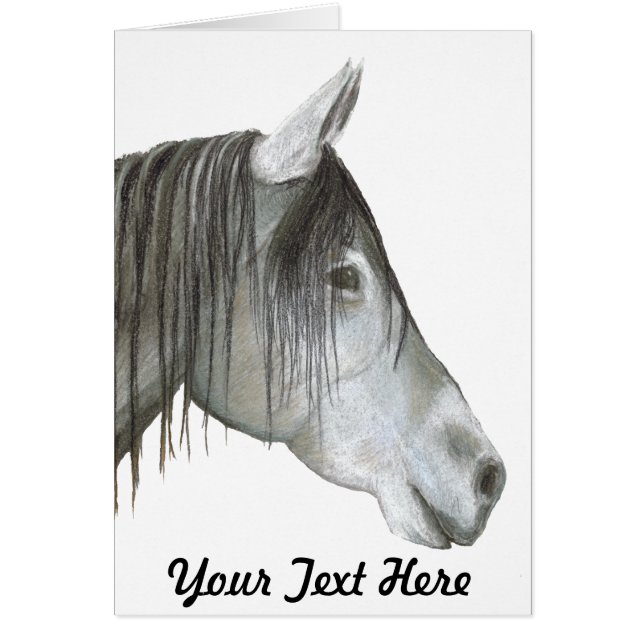 Grått Horse Hälsningskort (Framsidan)