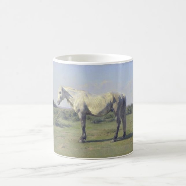 Grått Horse in a Fält (av Rosa Bonheur) Kaffemugg (Center)