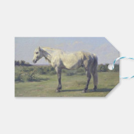 Grått Horse in a Fält (av Rosa Bonheur) Presentetikett