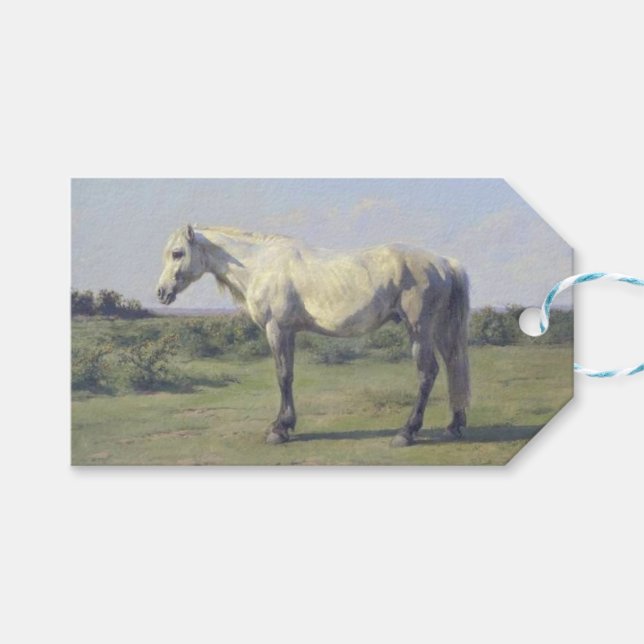 Grått Horse in a Fält (av Rosa Bonheur) Presentetikett (Framsidan (Horisontell))