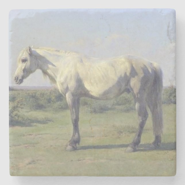 Grått Horse in a Fält (av Rosa Bonheur) Stenunderlägg (Framsidan)