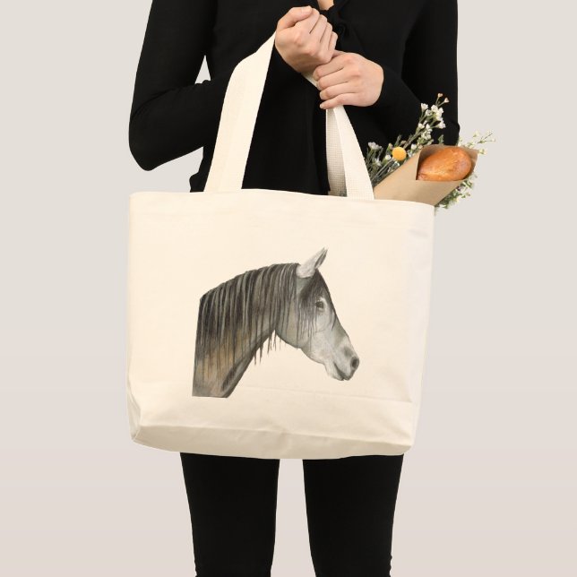 Grått Horse Jumbo Tygkasse (Framsida (produkt))