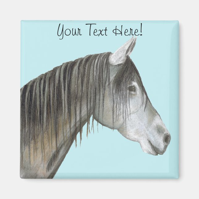 Grått Horse Magnet (Framsidan)