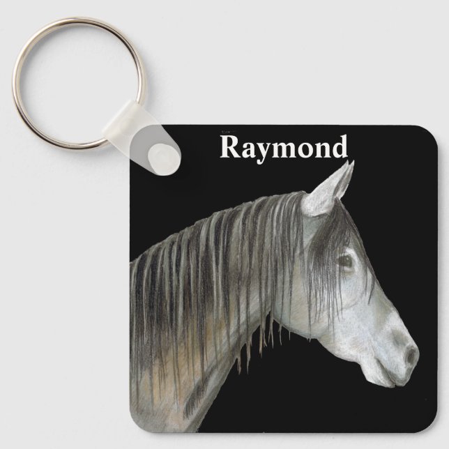 Grått Horse Nyckelring (Framsida)