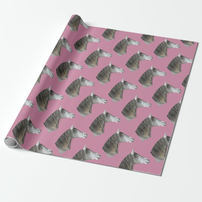 Grått Horse Presentpapper (Utrullad)