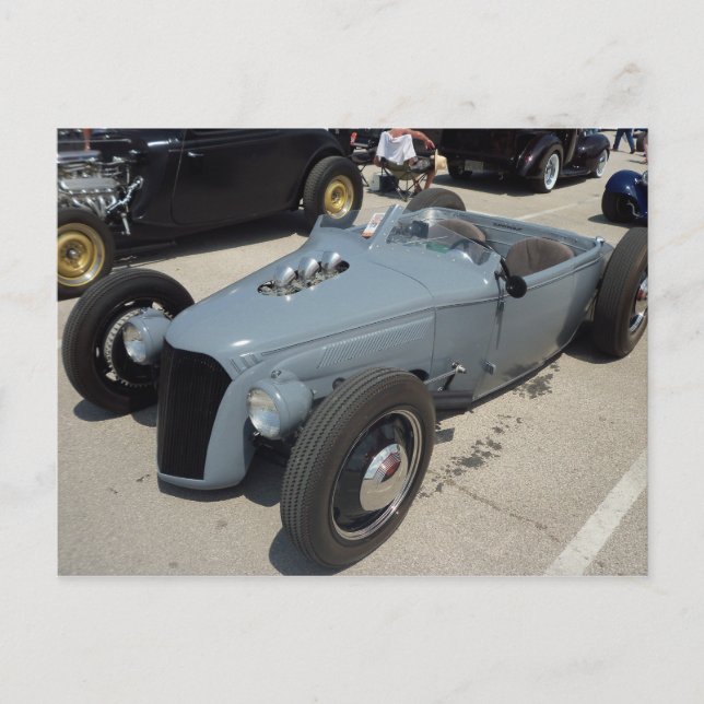 Grått Hot rod Vykort (Framsida)