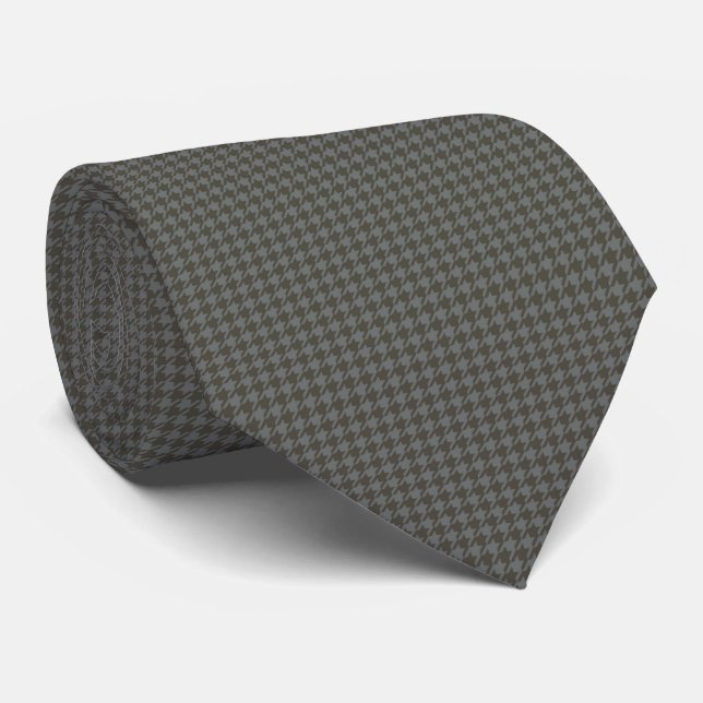 Grått Houndstooth Retro Design Tie Slips (Rullad)