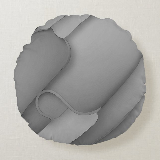 Grått Hues Modern Art Rund Kudde (Framsidan)